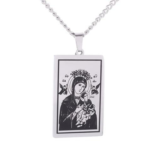 Collier pendentif Vierge Marie catholique bijou robuste qui ne noircit pas la peau