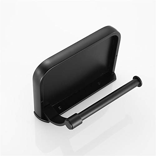 Wall Mounted Black Toilet Paper Holder Tissue Roll with Phone Storage Shelf Bathroom Accessories