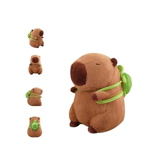 Peluche Realista Capybara de 33CM, Simulación Carpincho con Tortuga, Juguete Suave de Felpa Marrón con Detalles en Verde (30CM)