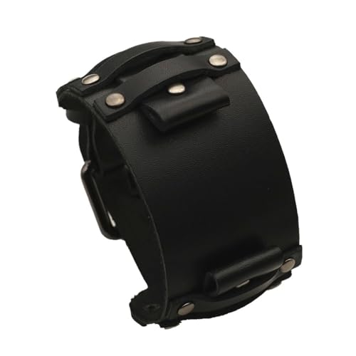22 mm 24 mm echtes Leder Herren Uhrenarmband Vintage Punk Stil mit Legierung Dornschließe schwarz rot blau braun grün, Einheitsgröße