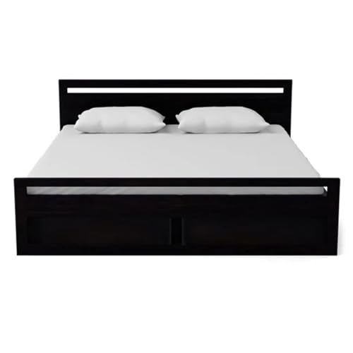 Image of Torque Mathew Engineered Wood Queen Size Bed with Storage Drawer - Brown | Wooden Palang Diwan Cot for Living Room Furniture | Double Bed for Sleeping