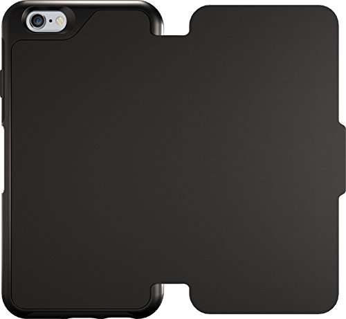 OTTERBOX Strada Series Leather Wallet Case for iPhone 6/ iPhone 6s only - Retail Packaging - New Minimalism (Black/Black Leather)