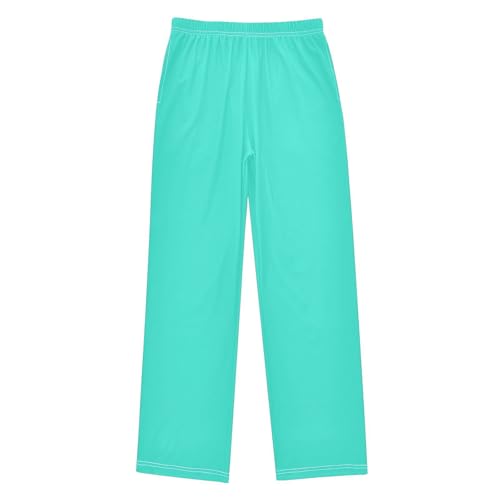 ZZXXB Mint Green Boys Long Pants Soft Trousers Elastic Waist Kids Lounge Bottoms with Pockets S-XL