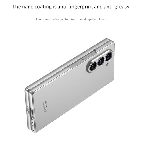 Image of Midkart Matte Case Compatible with Samsung Galaxy Z Fold 6 (Release 2024) with Front Glass Cover Hard PC Thin Independent Camera Protection, Silver