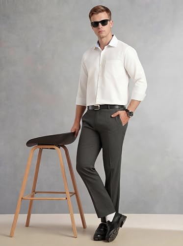 Image of Thomas Scott Men's Regular Fit Formal Shirt | 100% Cotton Long Sleeves | Spread Collar with Contrast Fabric (Available in Plus Size)