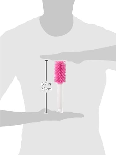 Miniatura 11 de Baby Bottle Brush Bib co. Limpiador de cepillo de botella ajustable, ajusta más de 10 niveles diferentes, cabezal de cepillo extraíble (rosa), con