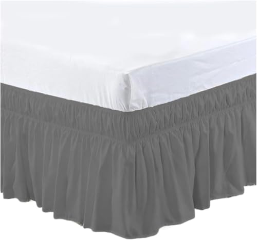 Cubre Canape Sábana con Cenefa for Cama, Falda De Elástica Volantes, Funda Suave Y Cómoda Resistente A La Decoloración Sin Superficie(Dark Grey,Full 190.5x137x40cm)