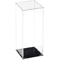 TOCHUN Acrylic Clear Display Case with Black Base,10 x 10 x 30 cm Assemble Countertop Box Cube Organizer Stand, Dustproof Protection Showcase for Action Figures Toys Collectibles Home Storage