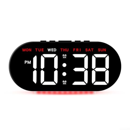 Reloj despertador digital alimentado por USB con visualización de temperatura y fecha, niveles de brillo personalizables para una experiencia de visualización óptima (D)