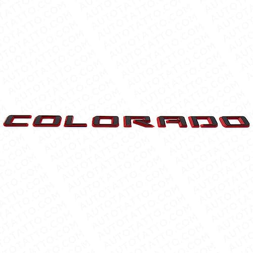 Image of 4Pc 2015-2022 Colorado V6 Body Fender Tailgate Side Emblems 3D Badge Logo Truck Nameplate Sticker Letter 85594766 Replacement for Colorado (Red Black)