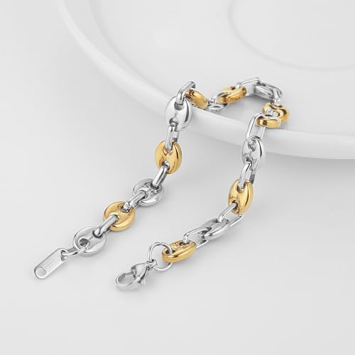 Pulsera de cuentas de café para hombre acero inoxidable 8.5 pulg miniatura 4