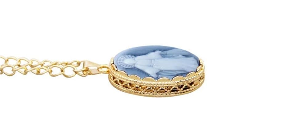 DYFUHO Collana con Cammeo della Vergine Maria,Collana con Medaglia Smaltata, Collana con Cammeo della Vergine Maria Gioielli con Cammeo da Donna