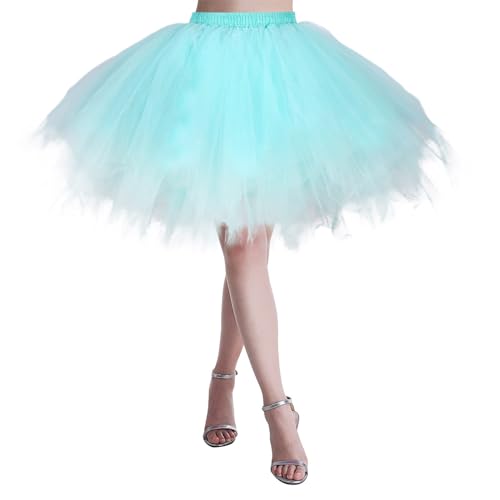 Falda de tul para mujer, clásica, carnaval, disfraz de los años 50, corta, tutú, enagua elástica, falda de ballet, vestido de baile, payaso, Halloween, fiesta, tul, minifalda, 1-azul #1, M