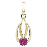 modern gestalteter Anhänger InCollections Damen-Anhänger 333/000 Gold mit sy. Rubin 0030100004401