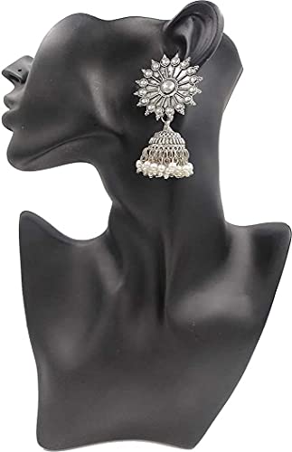 JD'Z COLLECTION Traditional Fashion Jewelry Earrings Wedding Wear Jhumka, Indian Bollywood Stylish Jhumka Oxidized Mangtika Jhumki Tribal Earring Set For Women earring sets for women, Jewelry Gift For Womens3