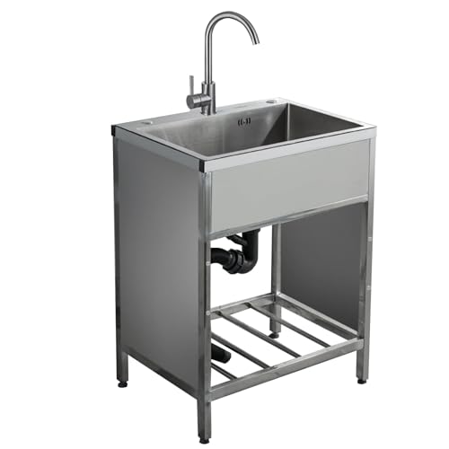 Évier de cuisine grande cuve anti-éclaboussures station de lavage en acier inoxydable kitch