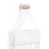 babybay Himmel Organic Cotton mit Schleife für alle Modelle, hellbraun Sterne weiß