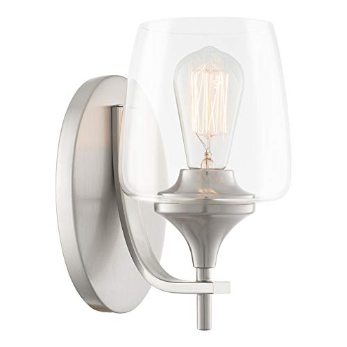 Kira Home Stella 10" Modern Chic Wall Sconce/Wall Light + Wine Glass Shade, Brushed Nickel Finish