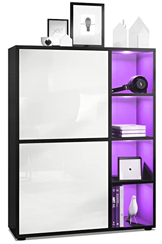 Vladon Le Buffet Haut Nora 166,5 X 106,5 X 35 Cm Avec 8 Compartiments