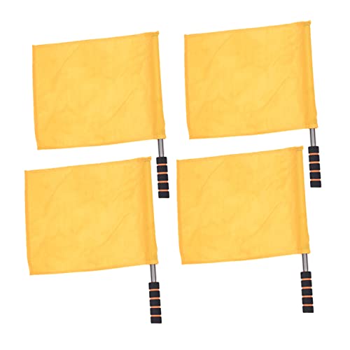 HEMOTON Match Referee Flag Set 4pcs Stainless Steel Pole Flags Commanding Referee for Outdoor Sports