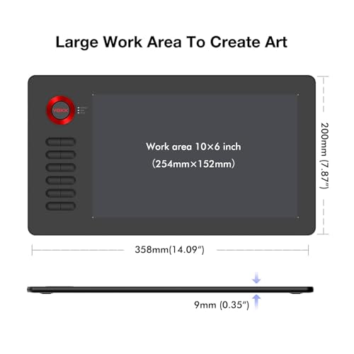 Drawing Tablet, VEIKK A15 10x6 inch Drawing Pad with 12 Shortcut Keys, 8192 Levels of Pressure and Battery-Free Pen, 20 Additional Nibs, Graphic Tablet for Win/Mac/Linux/Android OS （Red） by VEIKK - Image 3