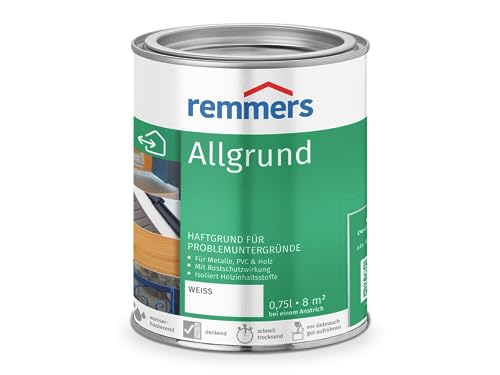 Remmers Allgrund weiß, 0,75 Liter, Haftgrund für Metall, Kunststoff, Holz, mit Rostschutz und Isoliergrund, innen und außen, Made in Germany