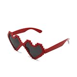 Óculos Escuro De Sol Coração Vermelho Casamentos Festas e Balada Bloquinho De Carnaval Silver Festa (Mosaico Pixel)