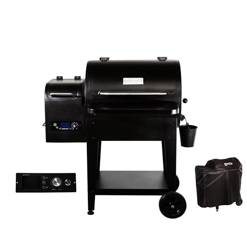 GEDA Grill Pelletsmoker 'Odin' 80°C - 265°C, Pelletgrill mit Direkt Feuer, Räucherofen inkl. Fleischsonde, ausklappbare Ablage, Smoker elektrisch ('ODIN 65', Controller Plus mit Wlan + Abdeckhaube)