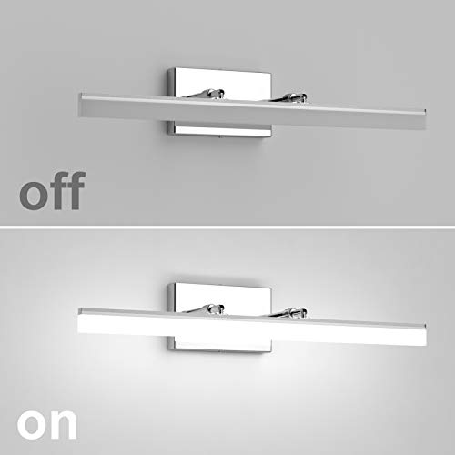 Image of Aipsun 24 inch Modern LED Vanity Lights Adjustable Bathroom Vanity Light Fixtures Chrome Bathroom Light Fixture Over Mirror 5500K