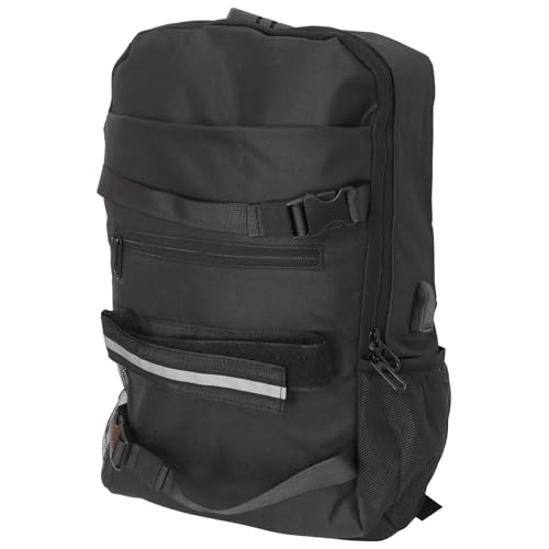 Image of Toyvian Black Shoulder Fabric Skateboard with External Oxford Backpack Straps and Multi-layer Storage Laptop Bag with USB Interface and Adjustable Large Capacity Casual Business