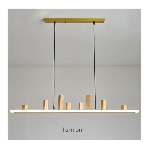 Lampe suspendue créative en bois massif avec éclairage LED or