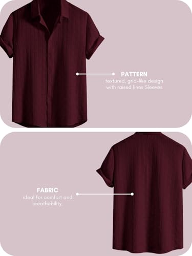Image of Leriya Fashion Men's Formal Button Down Shirt - Slim Fit Office Wear Shirt for Men | Textured Short Sleeve Polycotton | Business & Meeting Ready (Available in Plus Size)