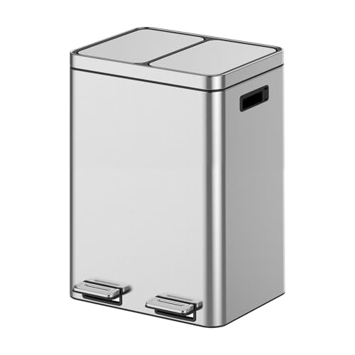 Caneca de basura rectangular de acero inoxidable 30L con tapa suave miniatura 3