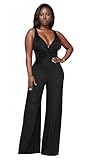 Hostoyo Jumpsuits for Women Dressy Casual Wide Leg Rompers Pants One Piece Suits Sleeveless High Waist Vacation Party Club