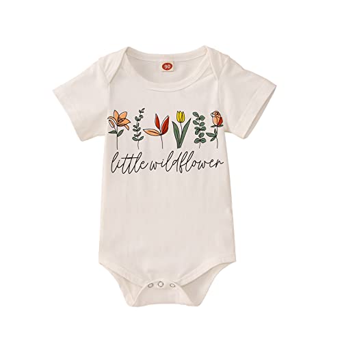 Image of CM C&M WODRO Baby Girl Romper Infant Wild Flower One Piece Jumpsuits Floral Bodysuit Short Sleeve Summer Clothes Outfit