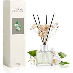 Gardenia Bathroom Diffuser, 1.7 oz Reed Diffuser with Dried Flower for Small Place, Last up to 30 Days