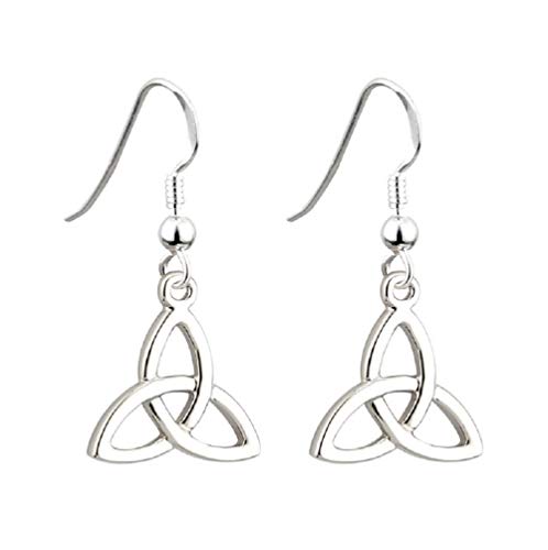 Tara Trinity Knot Earrings Rhodium Plated Drop Made in Ireland