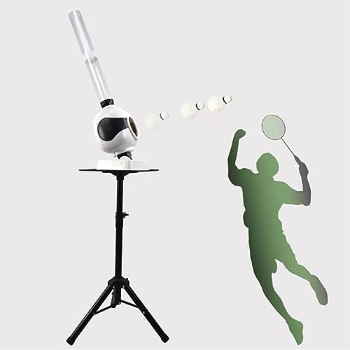 Badminton Serving Machine, Automatic Badminton Trainer with Remote Control & Bracket, 50 Ball Capacity(Does Not Contain), Fixed-Point Serve, Tee Distance/Speed Adjustable, for Outdoor Sports
