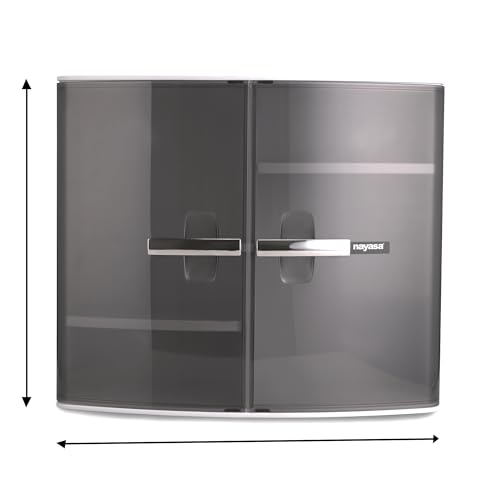 Image of Nayasa Plastic Bathroom Storage Cabinet | Multipurpose Wall Mount Organizer Cabinet with Storage Compartments | Durable Utility Cabinet for Bathroom, Kitchen, Home & Office Storage | Black