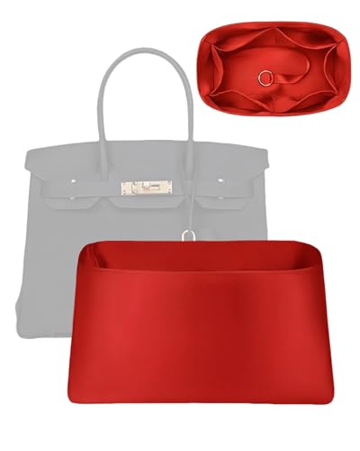 Organizador de bolsa macio e sedoso para bolsas Hermes Birkin 20/25/30/35/40 - bolsa leve e luxuosa com forro interno de toque macio (tijolo de fogo, BK20)