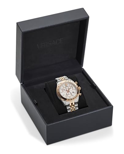 Versace Chrono Master Collection Luxury Mens Watch Timepieces with a Two Tone Bracelet and Case Featuring a Silver Dial4