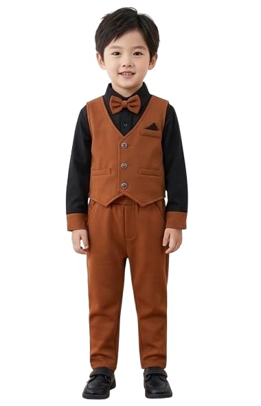 Image of Cotton Blend Classic 3-Piece Formal Suit Set for Baby Boy | Regular Fit & Stylish with Shirt, Pant & Jacket | Toddler Full Sleeve Outfit | Comfortable & Ideal for Summers, Outings & Events