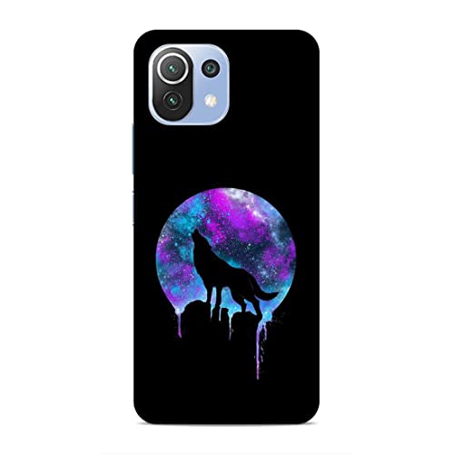 Image of Printed Mobile Back Hard Case Cover for Xiaomi Redmi 11 Lite /Xiaomi Redmi 11 Lite 5G / Xiaomi 11 Lite NE 5G | Wolf, Black Shadow, Multi Stars, Colourful sky-2181