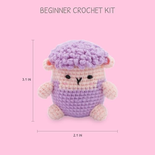 Image of HOUSE CREATIVITY Crochet Kit for Beginners, Make a Fluffy Sheep, Amigurumi Crochet Kit with Video Tutorial, Complete Set with Yarn, Hook & Stuffing, Cozy Stress Relief Gift for Adults & Kids