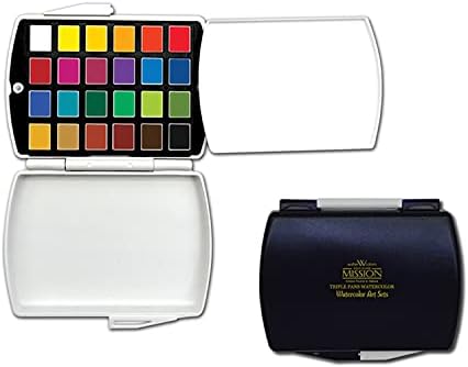 Gold Class Mission Triple Pans Watercolor Palette Art Set 12, 24, 48Colors 3Types (MPW-1224) for Mijello