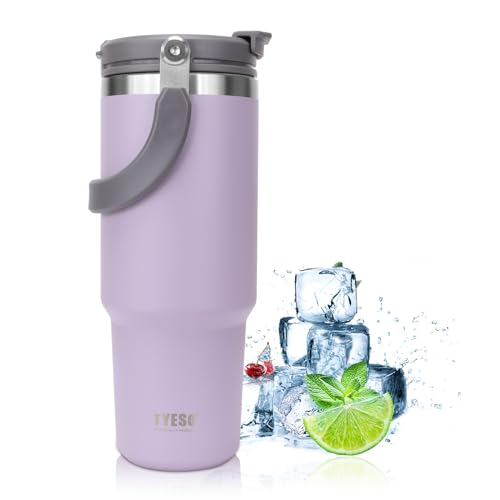 Riley Joy Travel Mug with Handle 30oz Double Wall Stainless Steel Insulated Tumbler with Straw and Lid Leakproof Coffee Mug for Hot Iced Drink (Purple) Riley Joy Travel Mug with Handle 30oz Double Wall Stainless Steel Insulated Tumbler with Straw and Lid Leakproof Coffee Mug for Hot Iced Drink (Purple)