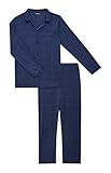 ARTHUR   Pyjama Homme boutonné, Ensemble Manches Longues et Pantalon   Ultra Doux et léger   Motif Windsor Carreaux Marine   Taille L