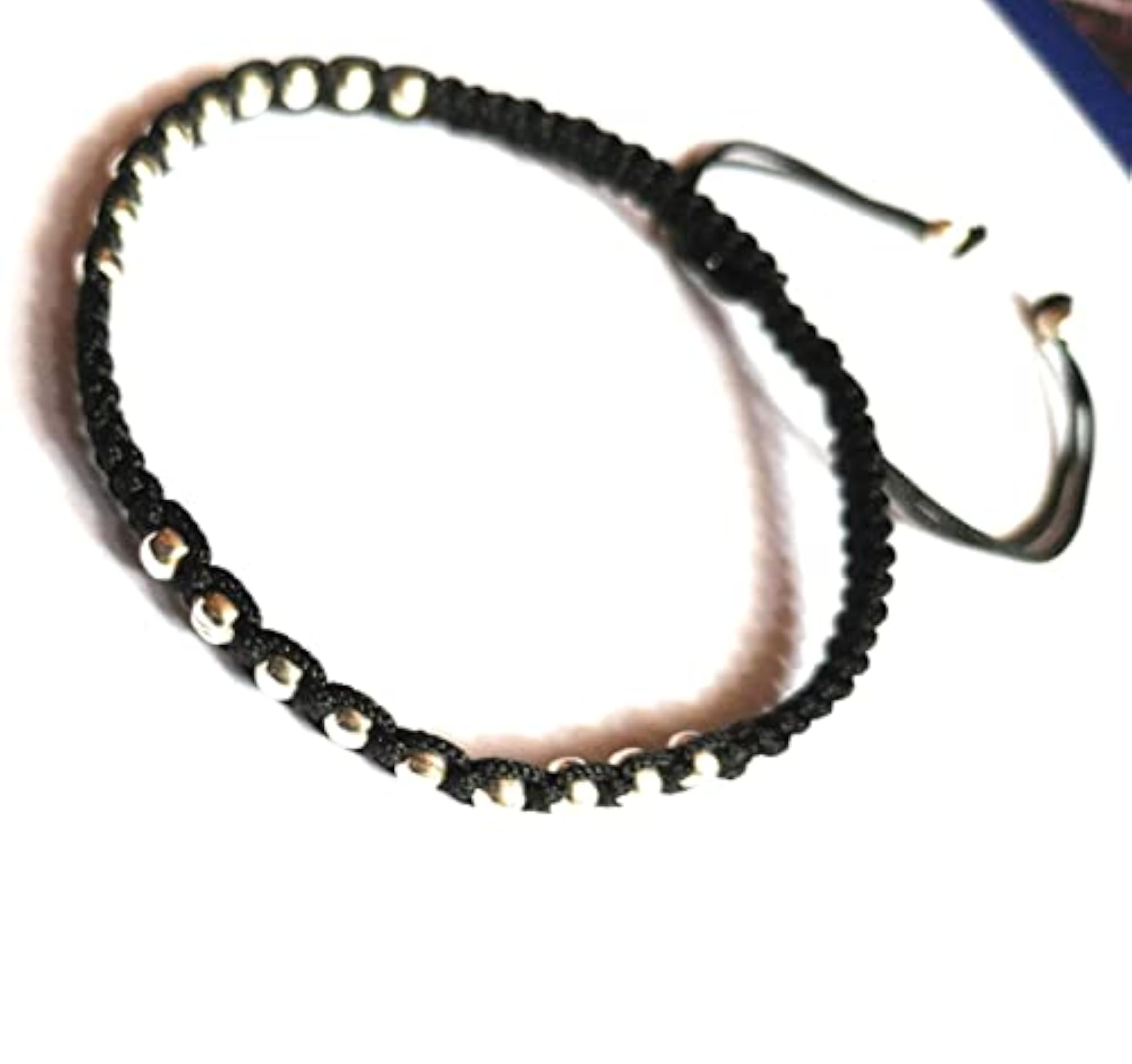 Women's Adjustable Black Thread Artificial Silver Beads Anklet