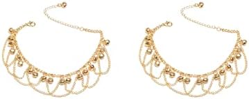 HuiRuying Fashion Women Gold Bohemian Multi Layer Tassel Ankle Bracelets Gold Plated Bell Pendant Anklet Sets Foot Jewelry for Girl Gift
