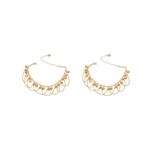 Huiruying Fashion Women Gold Bohemian Multi Layer Tassel Ankle Bracelets Gold Plated Bell Pendant Anklet Sets Foot Jewelry For Girl Gift #TOP29